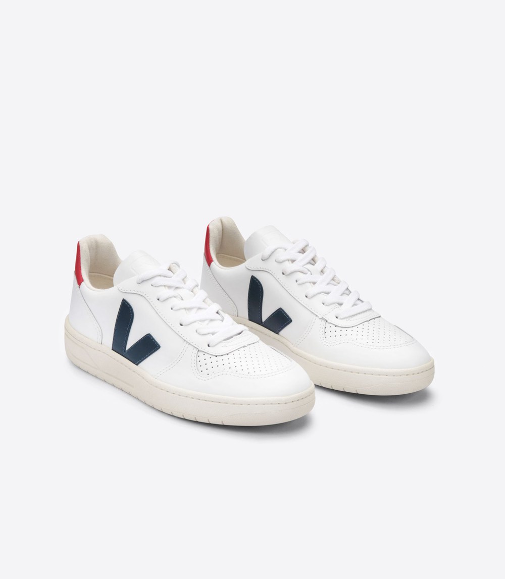 Veja Trainers Mens White - V-10 Leather - AKRU-95372